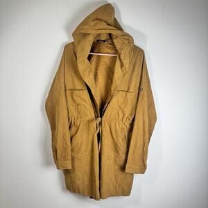 BOOHOO Hooded Drawstring Open Women’s Size 4 Brown Lightweight Parka Jacket